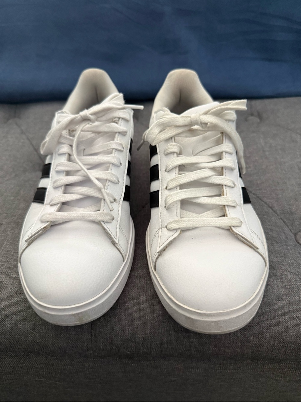 adidas White Sneakers with Black Stripes - Women's